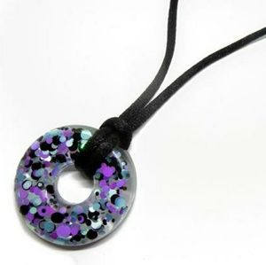 Purple Black Blue Resin Donut Necklace